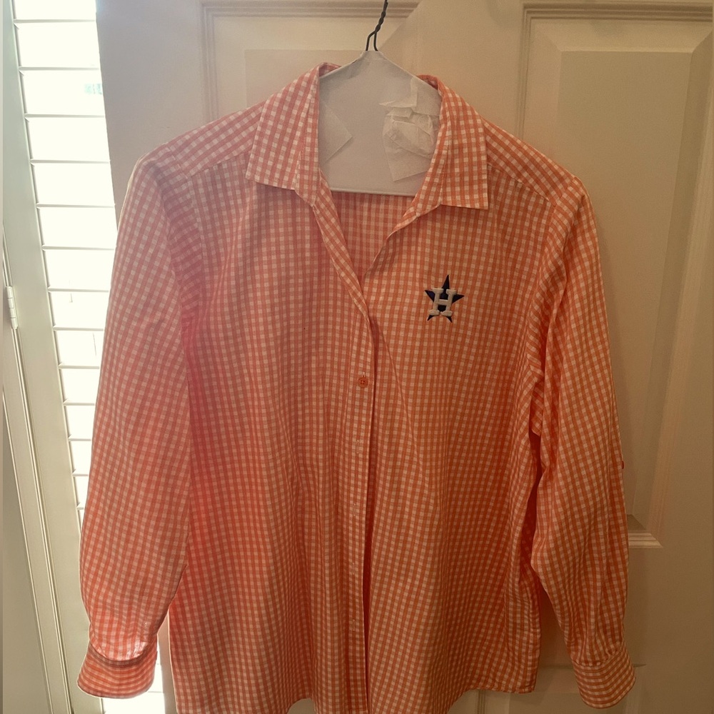 Antigua orange Houston Astro’s check shirt. 2XL. Worn once
